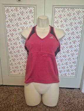 Adidas Climacool Red & Black Racerback Built-in Sports Bra Athletic Tank Size M